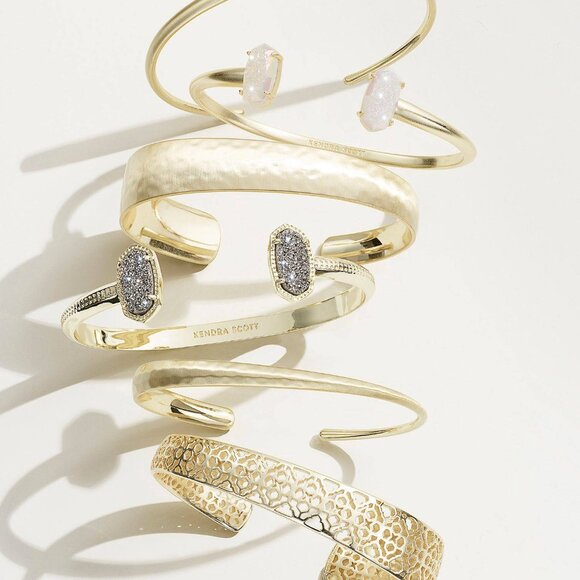 KENDRA SCOTT Elton Cuff Bracelet in Gold Platinum Drusy w/ Jewelry Pouch - Picture 3 of 9